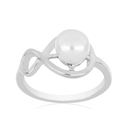 STERLING SILVER NATURAL WHITE FRESHWATER PEARL GEMSTONE  RING